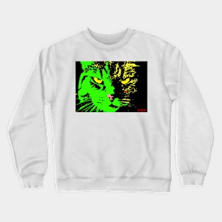 ANGRY CAT POP ART - GREEN YELLOW BLACK Crewneck Sweatshirt